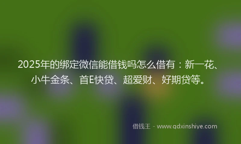 2025年的绑定微信能借钱吗怎么借有：新一花、小牛金条、首E快贷、超爱财、好期贷等。