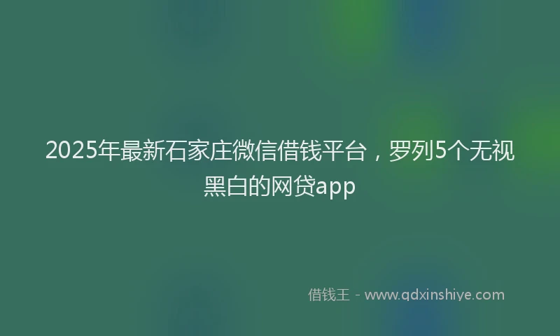 2025年最新石家庄微信借钱平台，罗列5个无视黑白的网贷app