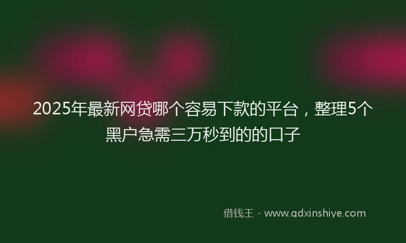 2025年最新网贷哪个容易下款的平台，整理5个黑户急需三万秒到的的口子