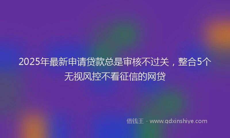 2025年最新申请贷款总是审核不过关，整合5个无视风控不看征信的网贷