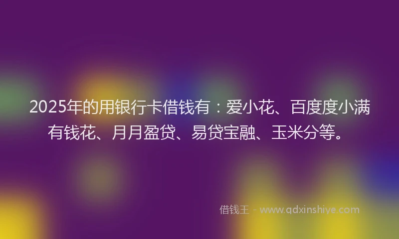 2025年的用银行卡借钱有：爱小花、百度度小满有钱花、月月盈贷、易贷宝融、玉米分等。