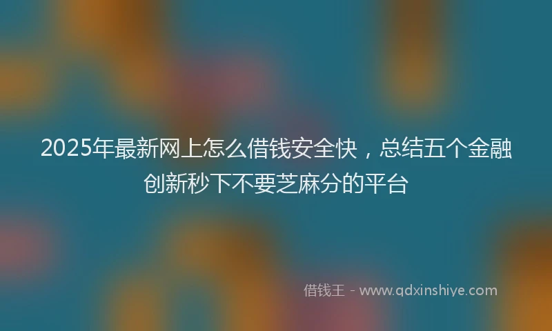 2025年最新网上怎么借钱安全快，总结五个金融创新秒下不要芝麻分的平台