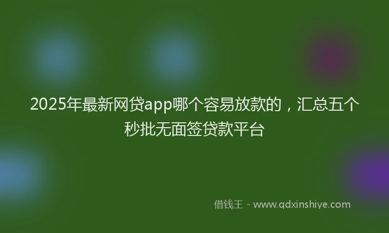 2025年最新网贷app哪个容易放款的，汇总五个秒批无面签贷款平台