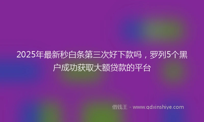 2025年最新秒白条第三次好下款吗，罗列5个黑户成功获取大额贷款的平台