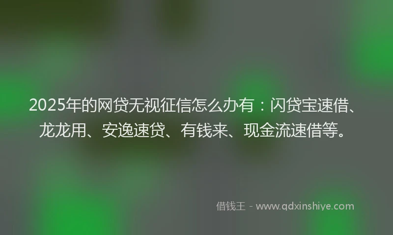 2025年的网贷无视征信怎么办有：闪贷宝速借、龙龙用、安逸速贷、有钱来、现金流速借等。