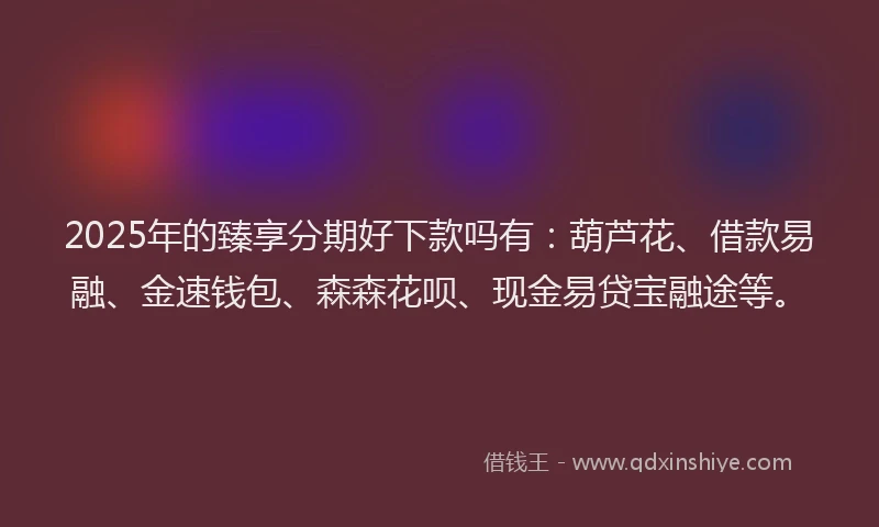 2025年的臻享分期好下款吗有：葫芦花、借款易融、金速钱包、森森花呗、现金易贷宝融途等。