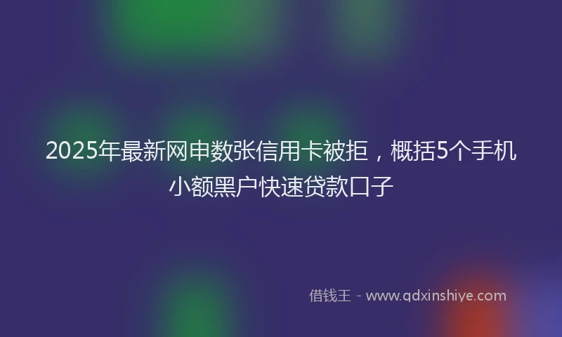 2025年最新网申数张信用卡被拒，概括5个手机小额黑户快速贷款口子