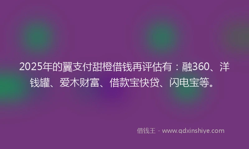 2025年的翼支付甜橙借钱再评估有：融360、洋钱罐、爱木财富、借款宝快贷、闪电宝等。