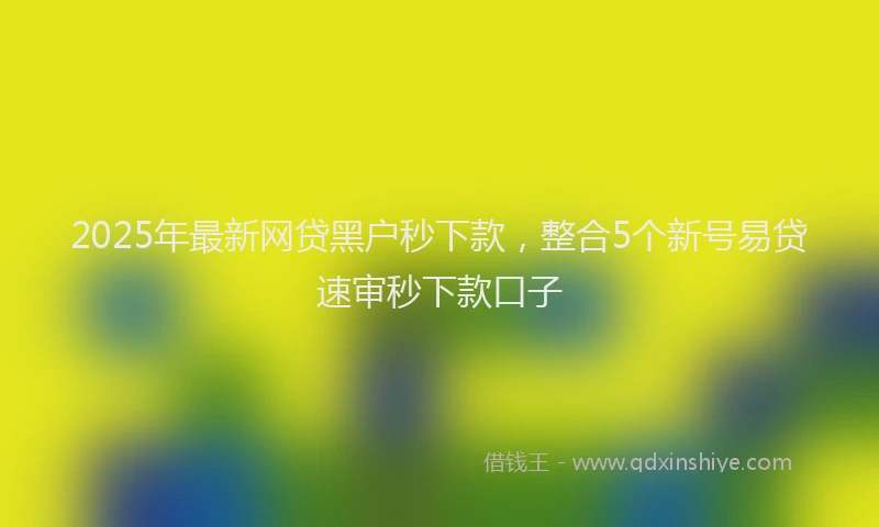 2025年最新网贷黑户秒下款，整合5个新号易贷速审秒下款口子