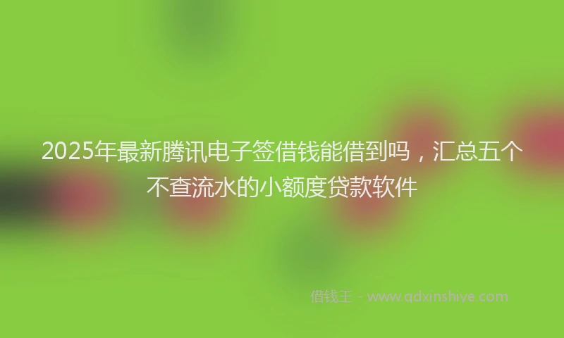 2025年最新腾讯电子签借钱能借到吗，汇总五个不查流水的小额度贷款软件