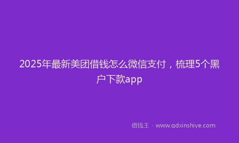 2025年最新美团借钱怎么微信支付，梳理5个黑户下款app