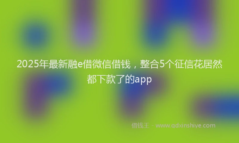 2025年最新融e借微信借钱，整合5个征信花居然都下款了的app