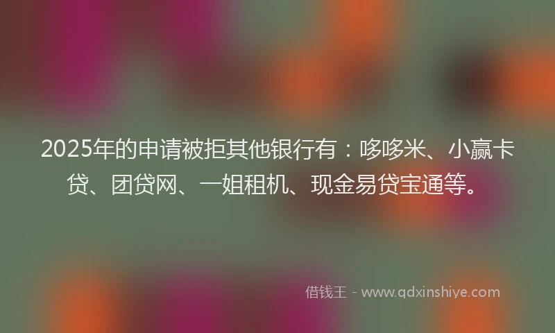 2025年的申请被拒其他银行有：哆哆米、小赢卡贷、团贷网、一姐租机、现金易贷宝通等。