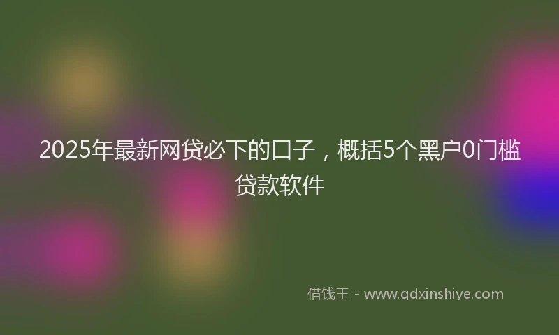 2025年最新网贷必下的口子，概括5个黑户0门槛贷款软件