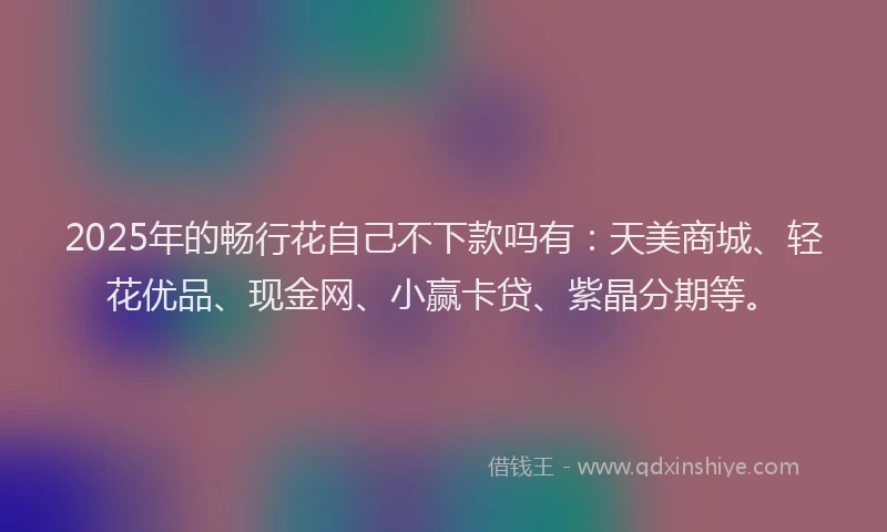 2025年的畅行花自己不下款吗有：天美商城、轻花优品、现金网、小赢卡贷、紫晶分期等。