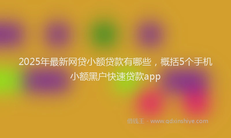2025年最新网贷小额贷款有哪些，概括5个手机小额黑户快速贷款app