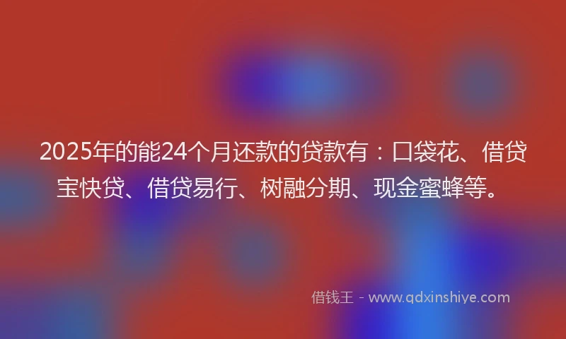 2025年的能24个月还款的贷款有：口袋花、借贷宝快贷、借贷易行、树融分期、现金蜜蜂等。
