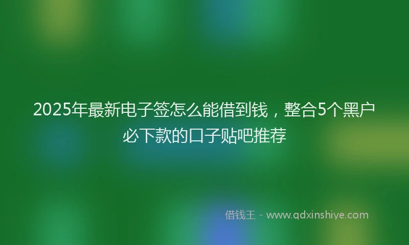 2025年最新电子签怎么能借到钱，整合5个黑户必下款的口子贴吧推荐