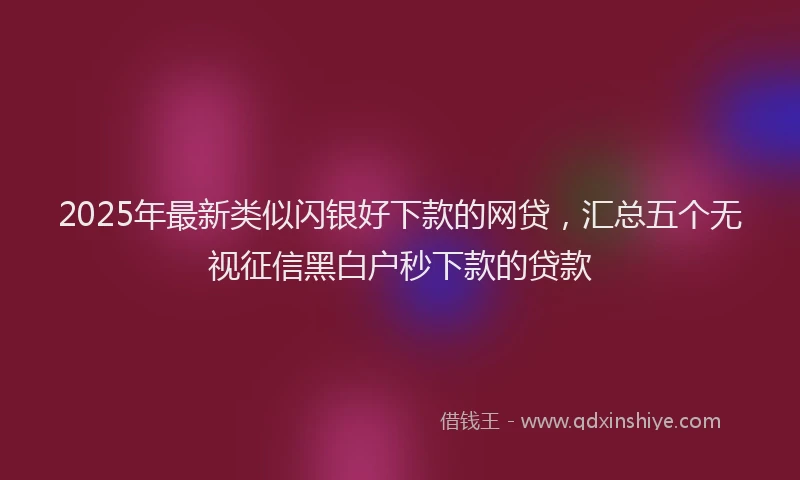 2025年最新类似闪银好下款的网贷，汇总五个无视征信黑白户秒下款的贷款