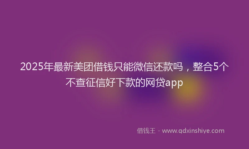 2025年最新美团借钱只能微信还款吗，整合5个不查征信好下款的网贷app