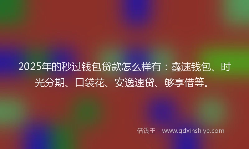 2025年的秒过钱包贷款怎么样有:鑫速钱包、时光分期、口袋花、安逸速贷、够享借等。