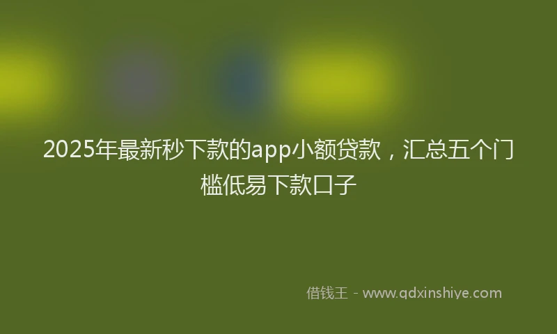 2025年最新秒下款的app小额贷款，汇总五个门槛低易下款口子