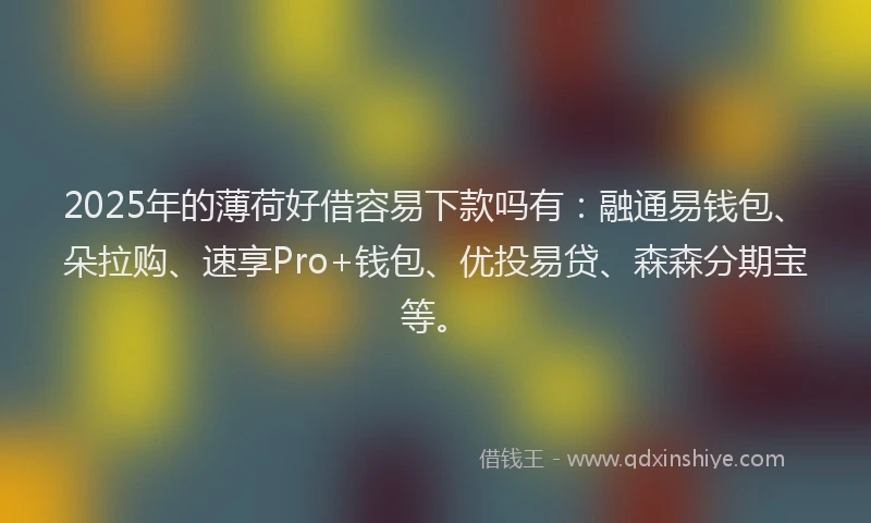 2025年的薄荷好借容易下款吗有：融通易钱包、朵拉购、速享Pro+钱包、优投易贷、森森分期宝等。