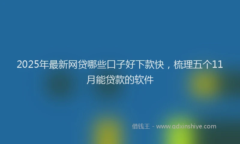 2025年最新网贷哪些口子好下款快，梳理五个11月能贷款的软件
