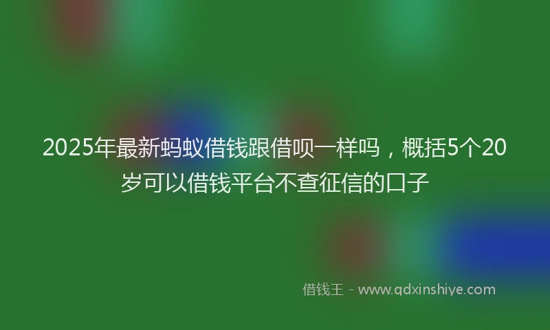 2025年最新蚂蚁借钱跟借呗一样吗，概括5个20岁可以借钱平台不查征信的口子