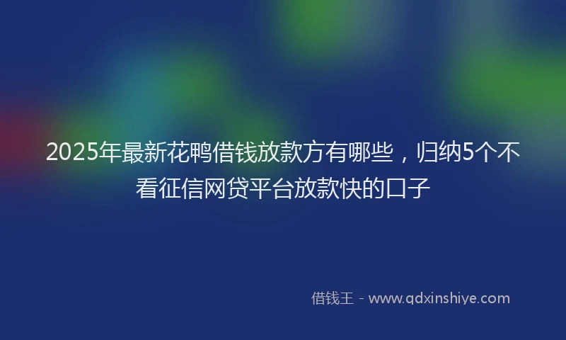 2025年最新花鸭借钱放款方有哪些，归纳5个不看征信网贷平台放款快的口子