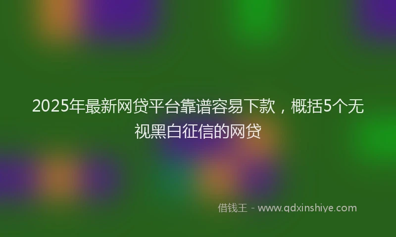 2025年最新网贷平台靠谱容易下款，概括5个无视黑白征信的网贷
