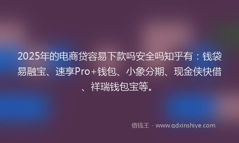 2025年的电商贷容易下款吗安全吗知乎有：钱袋易融宝、速享Pro+钱包、小象分期、现金侠快借、祥瑞钱包宝等。