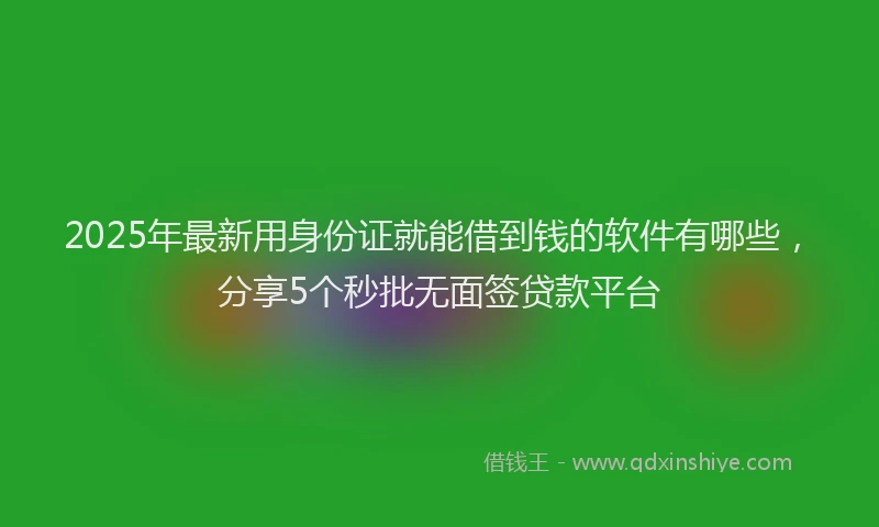 2025年最新用身份证就能借到钱的软件有哪些，分享5个秒批无面签贷款平台
