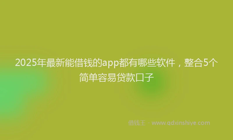 2025年最新能借钱的app都有哪些软件，整合5个简单容易贷款口子