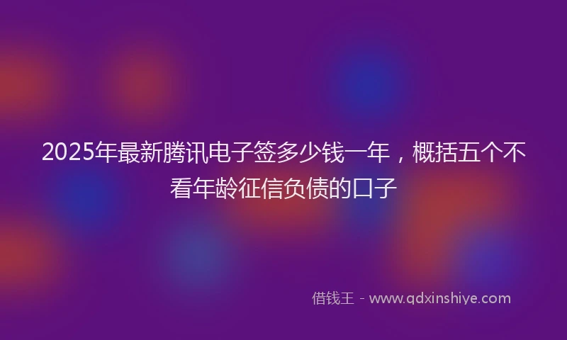 2025年最新腾讯电子签多少钱一年，概括五个不看年龄征信负债的口子