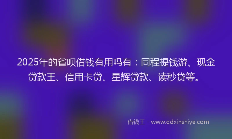 2025年的省呗借钱有用吗有：同程提钱游、现金贷款王、信用卡贷、星辉贷款、读秒贷等。