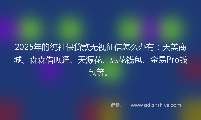 2025年的纯社保贷款无视征信怎么办有：天美商城、森森借呗通、天源花、惠花钱包、金易Pro钱包等。