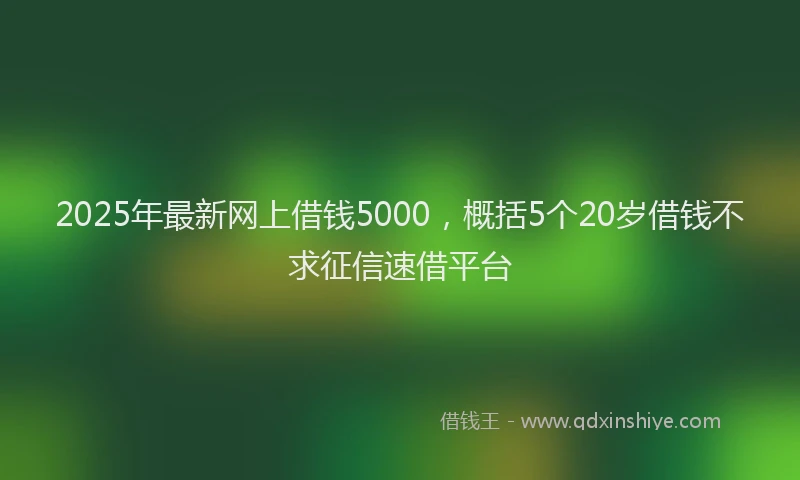 2025年最新网上借钱5000，概括5个20岁借钱不求征信速借平台