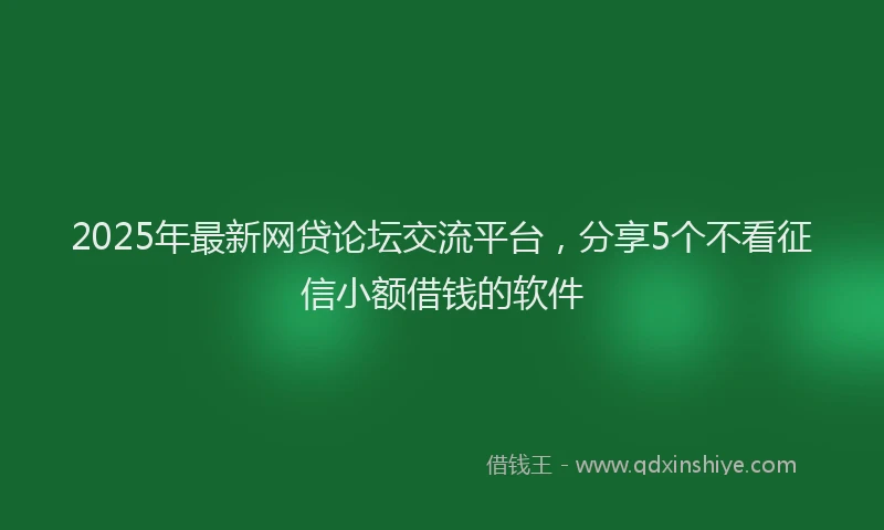 2025年最新网贷论坛交流平台，分享5个不看征信小额借钱的软件