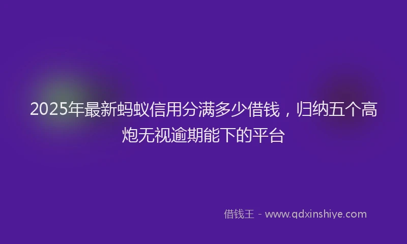 2025年最新蚂蚁信用分满多少借钱，归纳五个高炮无视逾期能下的平台