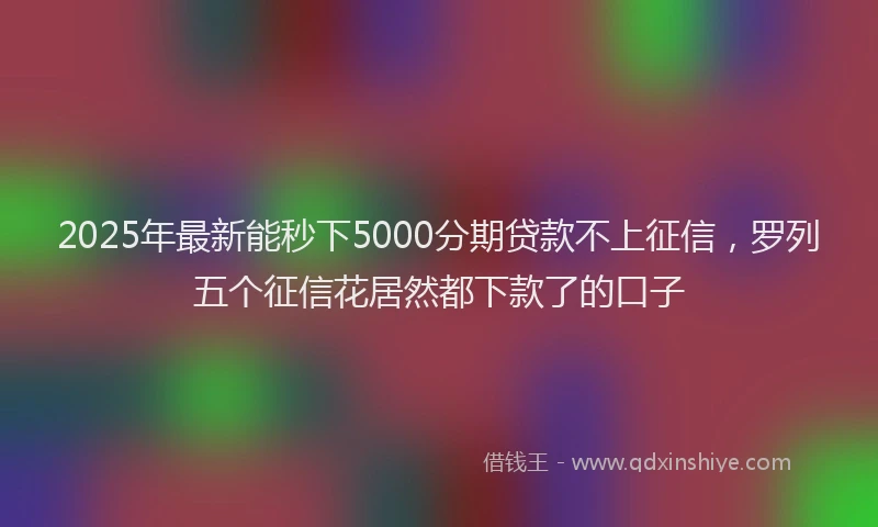 2025年最新能秒下5000分期贷款不上征信，罗列五个征信花居然都下款了的口子