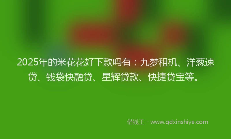 2025年的米花花好下款吗有：九梦租机、洋葱速贷、钱袋快融贷、星辉贷款、快捷贷宝等。