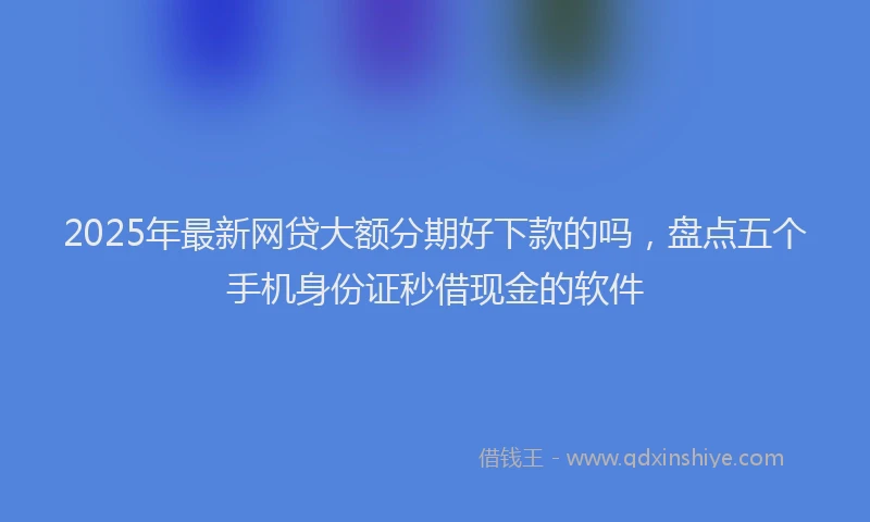 2025年最新网贷大额分期好下款的吗，盘点五个手机身份证秒借现金的软件