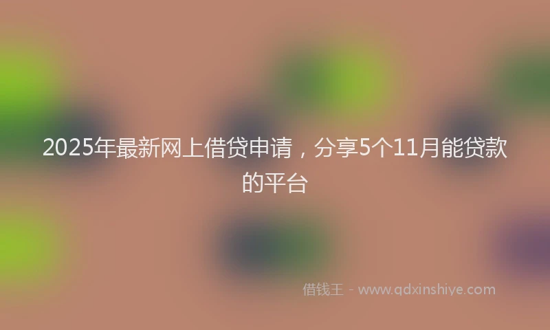 2025年最新网上借贷申请，分享5个11月能贷款的平台