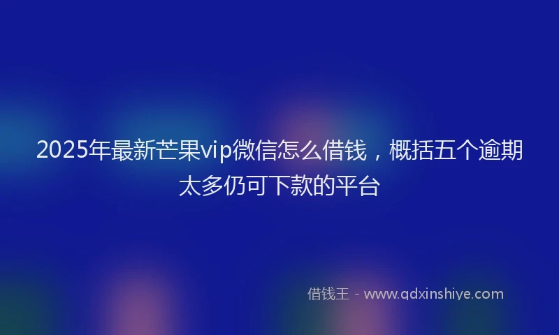 2025年最新芒果vip微信怎么借钱，概括五个逾期太多仍可下款的平台
