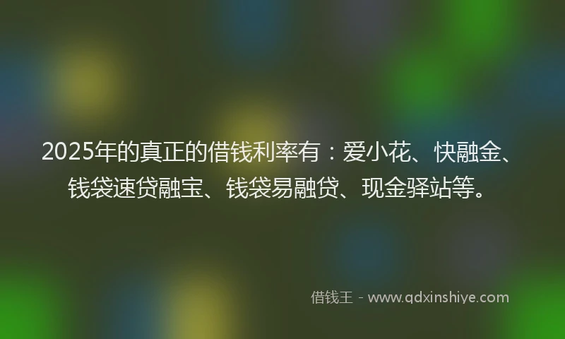 2025年的真正的借钱利率有：爱小花、快融金、钱袋速贷融宝、钱袋易融贷、现金驿站等。