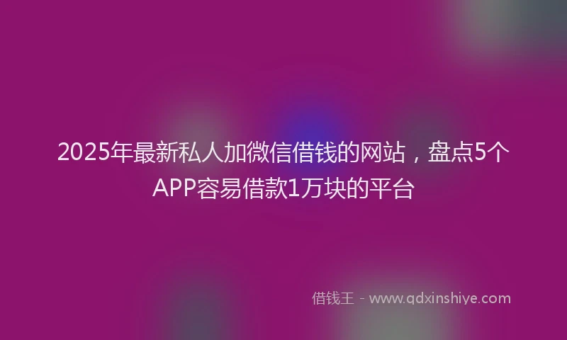 2025年最新私人加微信借钱的网站，盘点5个APP容易借款1万块的平台