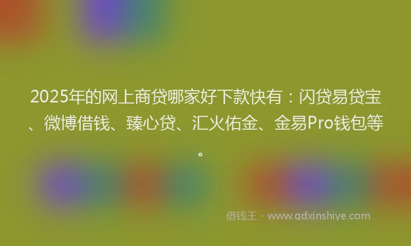 2025年的网上商贷哪家好下款快有：闪贷易贷宝、微博借钱、臻心贷、汇火佑金、金易Pro钱包等。
