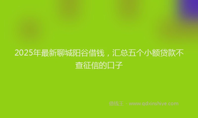 2025年最新聊城阳谷借钱，汇总五个小额贷款不查征信的口子