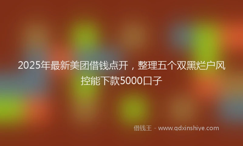 2025年最新美团借钱点开，整理五个双黑烂户风控能下款5000口子